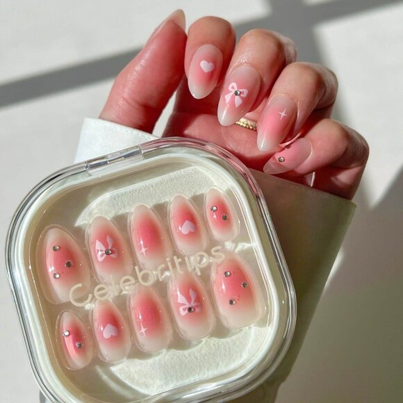 ☕ Celebritips Coffee Date Short Almond Shaped Press-On Nails - Picture 1 of 6